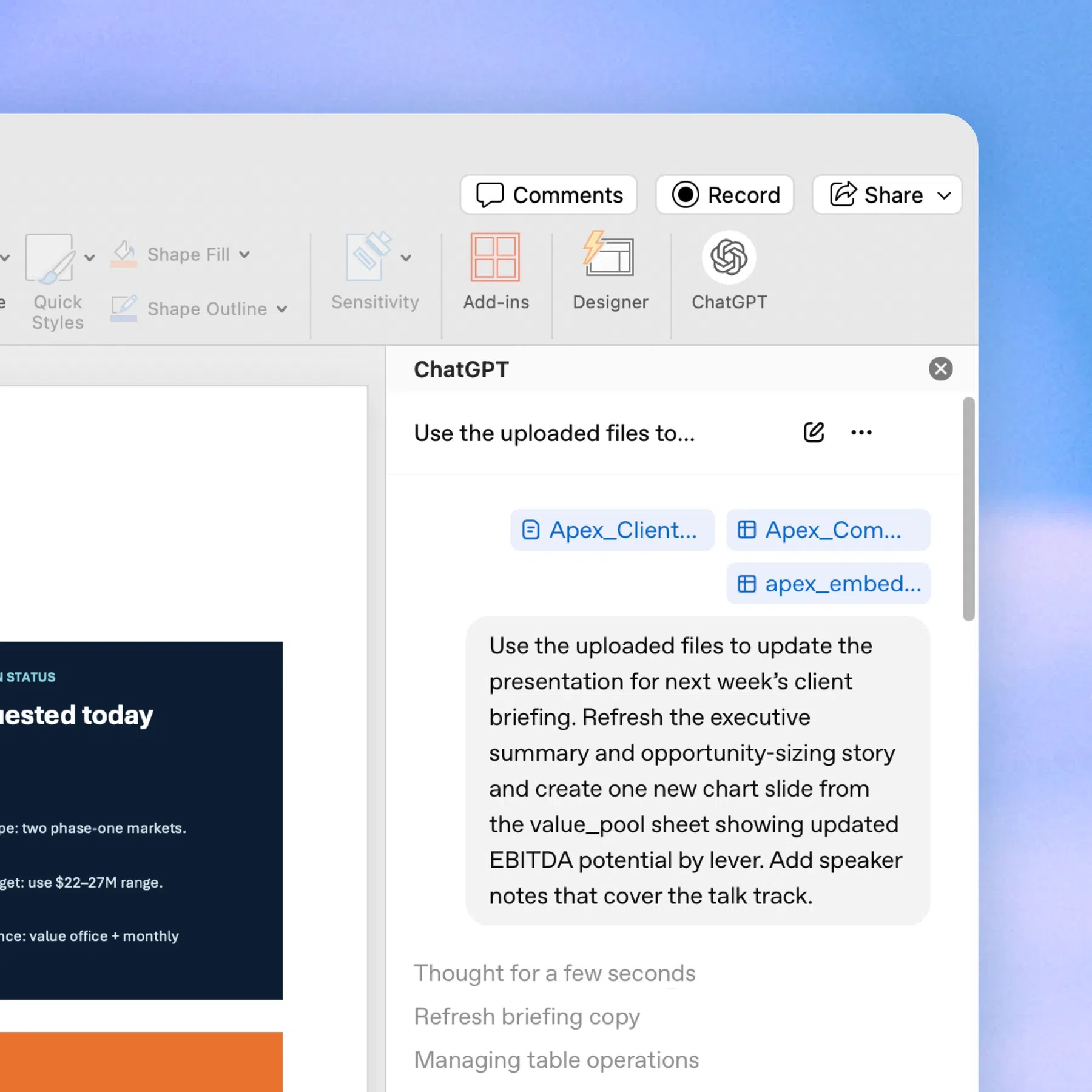 ChatGPT in Powerpoint